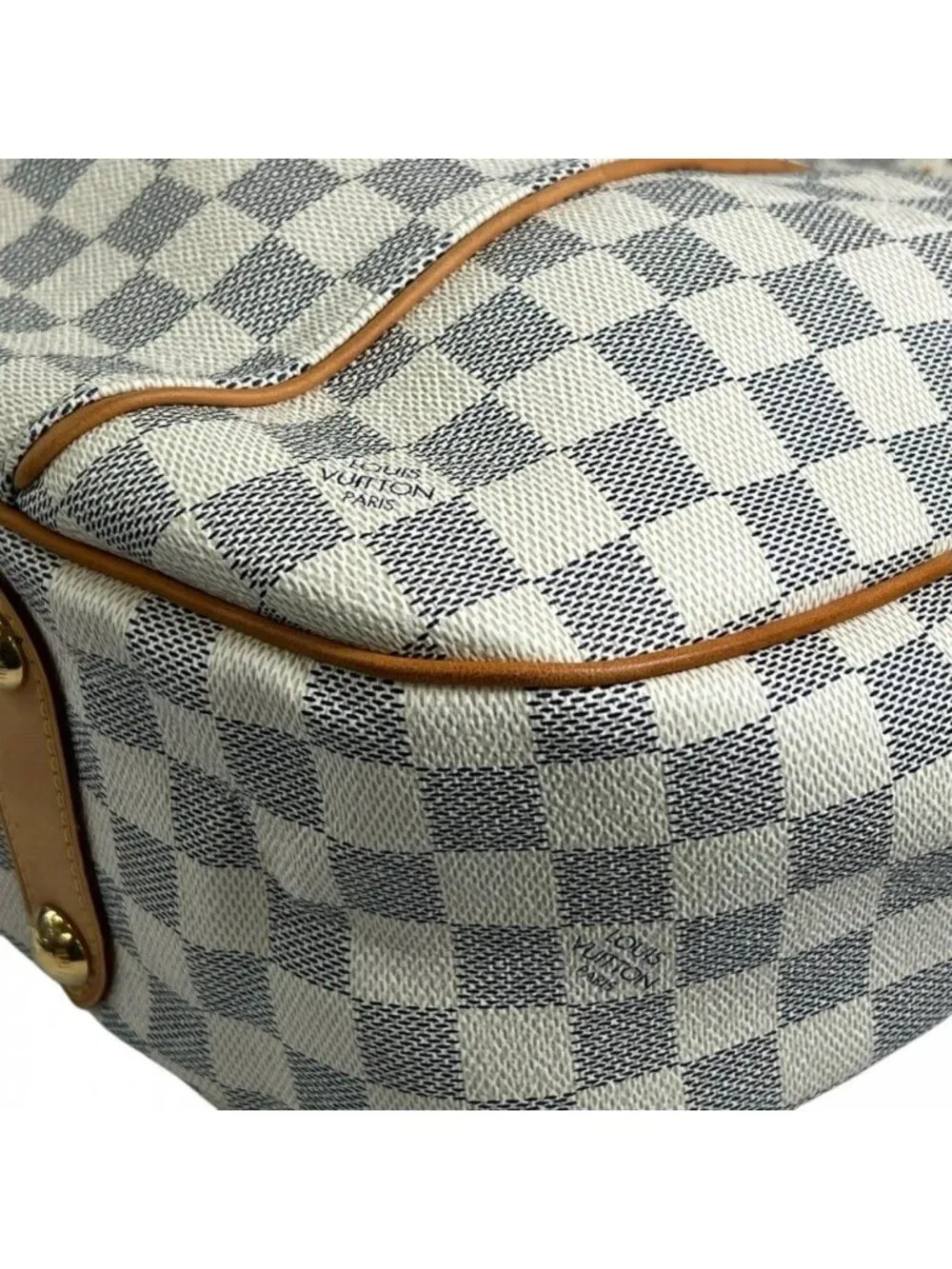 Louis Vuitton Shoulder Bag Galleria PM Damier Azur Canvas White Gold